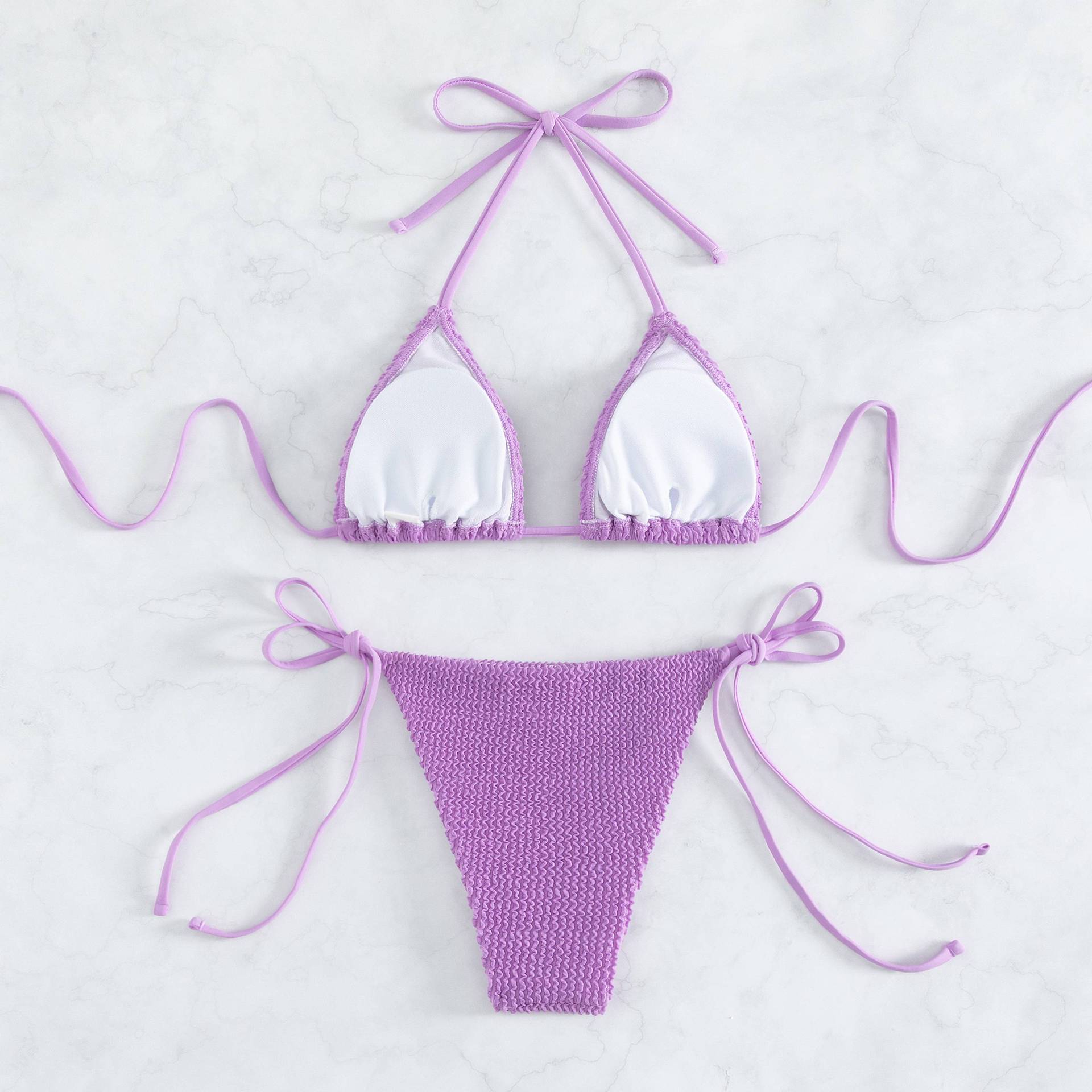 Damen Bikini-Set mit raffinierten Bindeschnüren und strukturierter Oberfläche WW