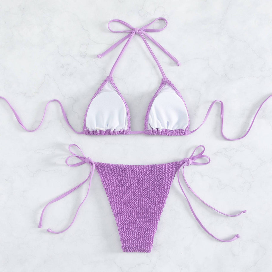 Damen Bikini-Set mit raffinierten Bindeschnüren und strukturierter Oberfläche WW