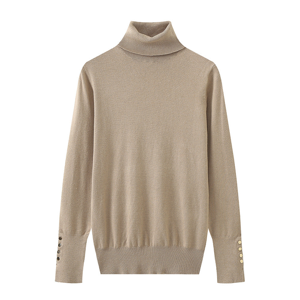 Damen Rollkragenpullover mit eleganten Knopfdetails WW