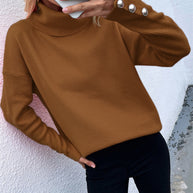Damen Rollkragenpullover mit strukturiertem Design und Knopfdetails WW