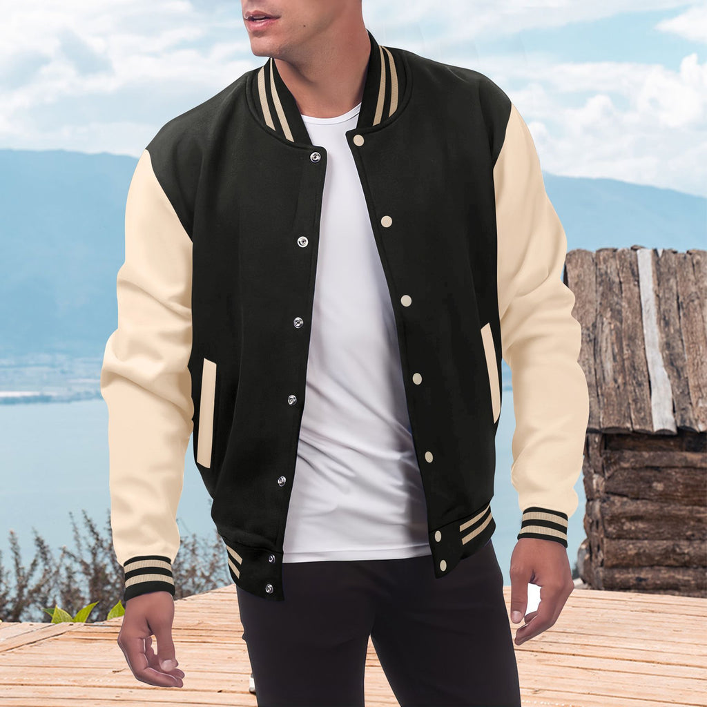 Herren sportliche Collegejacke mit kontrastierenden Ärmeln und hochwertigem Stoff WW