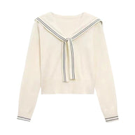 Damen stilvoller Pullover mit Schleifenkragen und feiner Strickstruktur WW