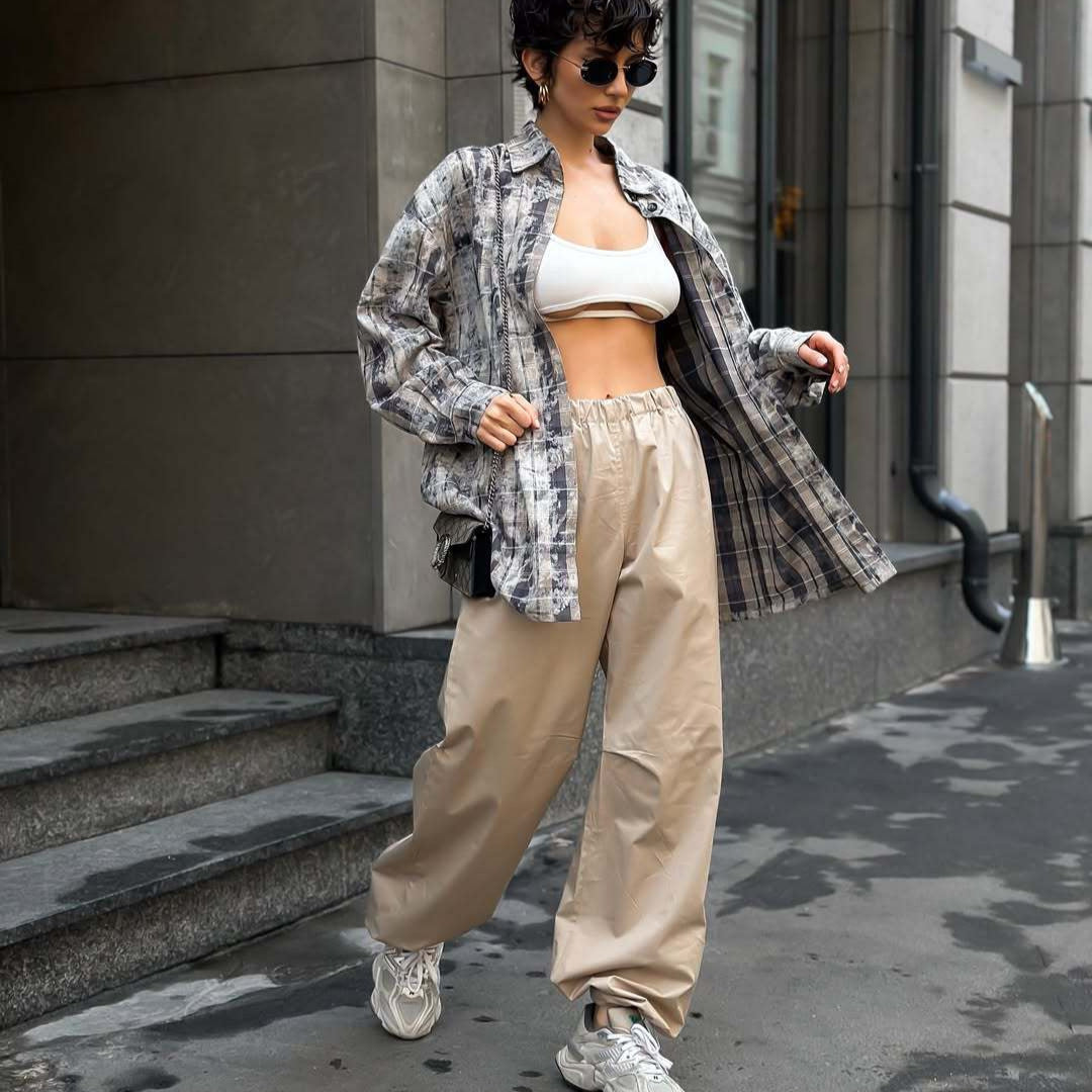 Damen Bequeme und stylische High-Waist Freizeithose WW