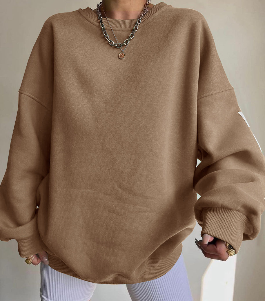 Damen lässiger Oversized Sweater mit kontrastierenden Ärmeln WW