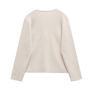 Damen schicke Strickjacke mit elegantem V-Ausschnitt und dekorativem Knopf WW