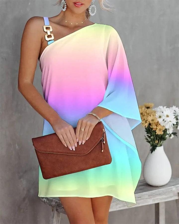 Damen Freizeit Kleid mit asymmetrischem Schnitt und schimmernden Details W&W Mode