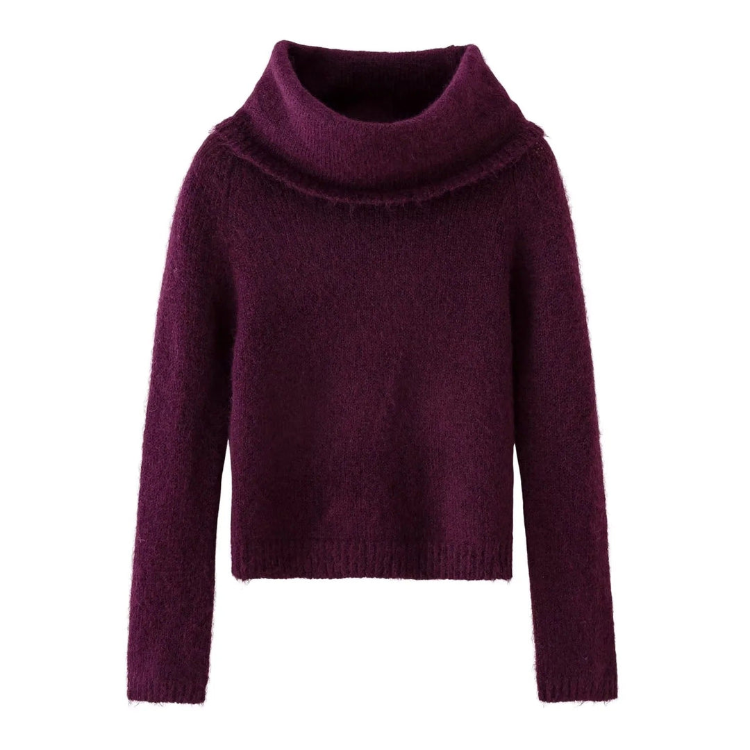 Damen kuscheliges Strickoberteil mit voluminösem Rollkragen W&W Mode