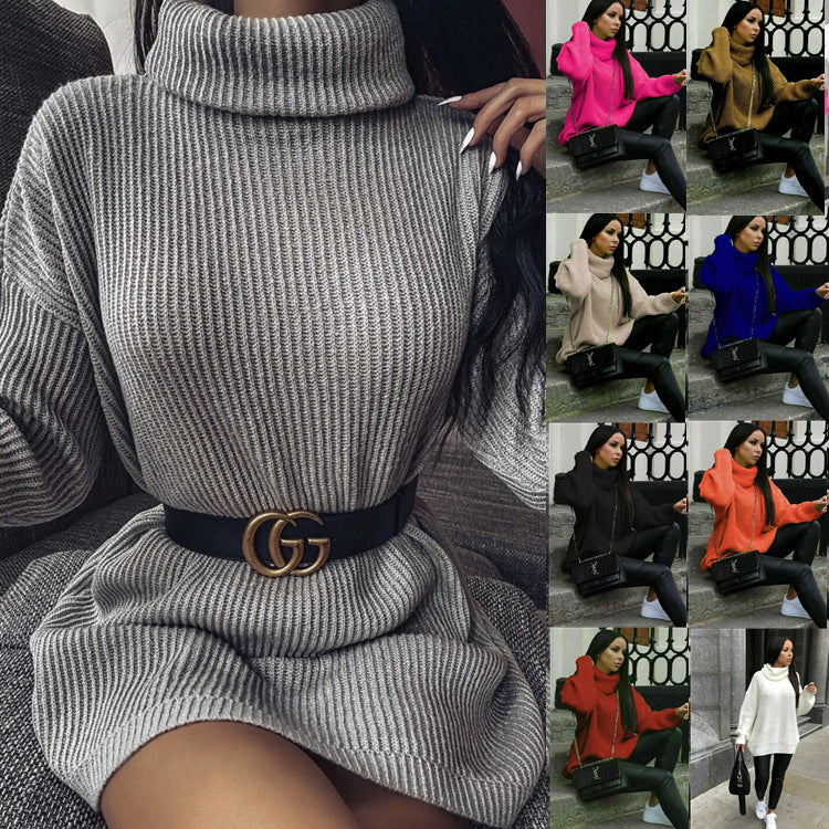 Damen Oversized Pulli mit hohem Kragen und Struktur WW