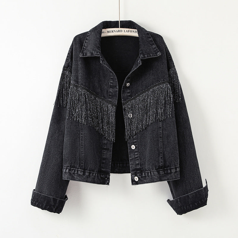 Damen Jeansjacke mit fransigen Details und lässigem Schnitt WW