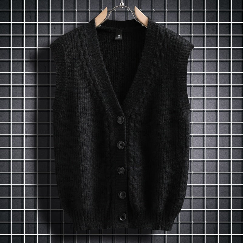 Damen ärmellose Strickjacke mit strukturiertem Zopfmuster WW