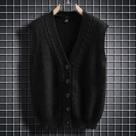 Damen ärmellose Strickjacke mit strukturiertem Zopfmuster WW