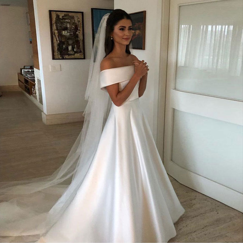 WW | Elegante Frauen Hochzeit Off-neck Kleid