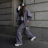 Damen sportliche Overalls mit weiten Beinen und elastischen Bündchen WW