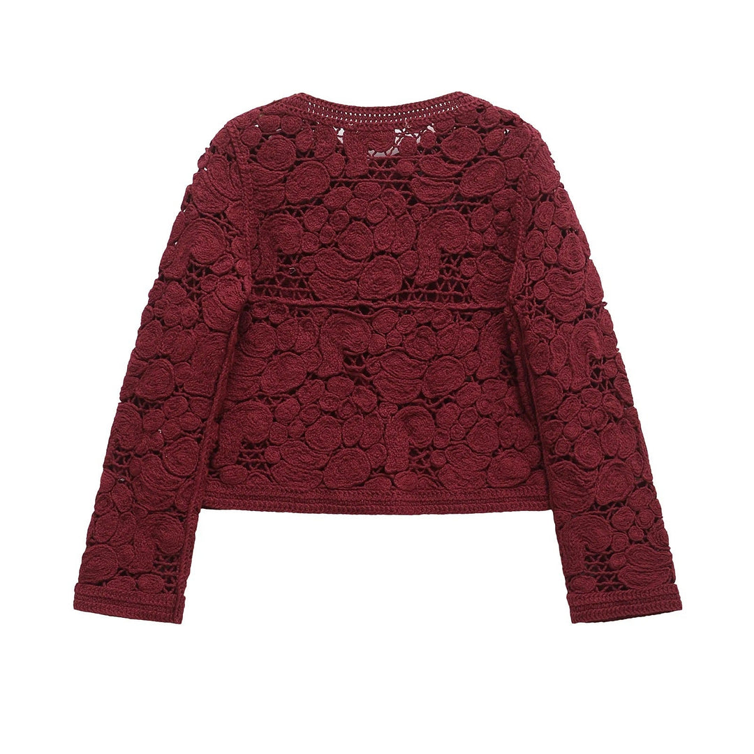 Damen Strickjacke aus feiner Spitze mit dekorativen Knopfdetails und eleganter Silhouette W&W Mode
