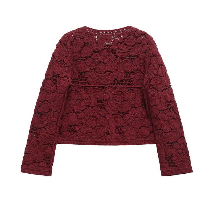 Damen Strickjacke aus feiner Spitze mit dekorativen Knopfdetails und eleganter Silhouette W&W Mode