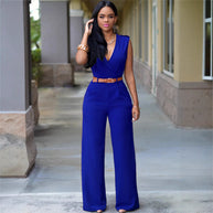 Damen Stilvoller Jumpsuit mit Taillengürtel und weitem Bein WW