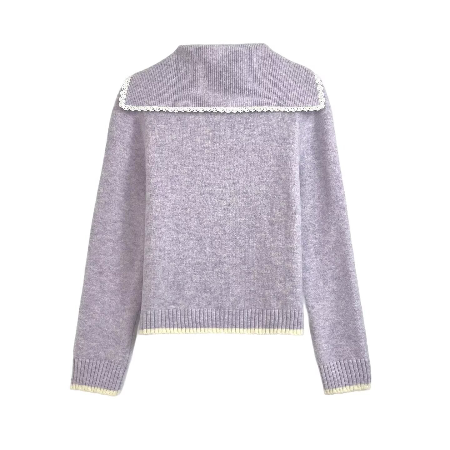 Damen Strickjacke mit romantischen Häkelbesätzen und klassischem Styling WW