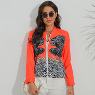 Damen sportliche Bomberjacke mit tierischem Print WW