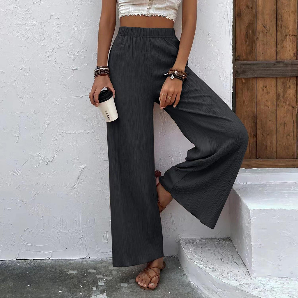 Damen Weite Plisséhose mit elastischem Bund und elegantem Fall WW