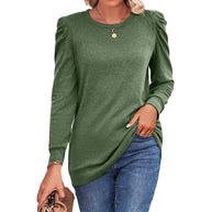 Damen lässiges Sweatshirt mit Puffärmeln und asymmetrischem Saum WW