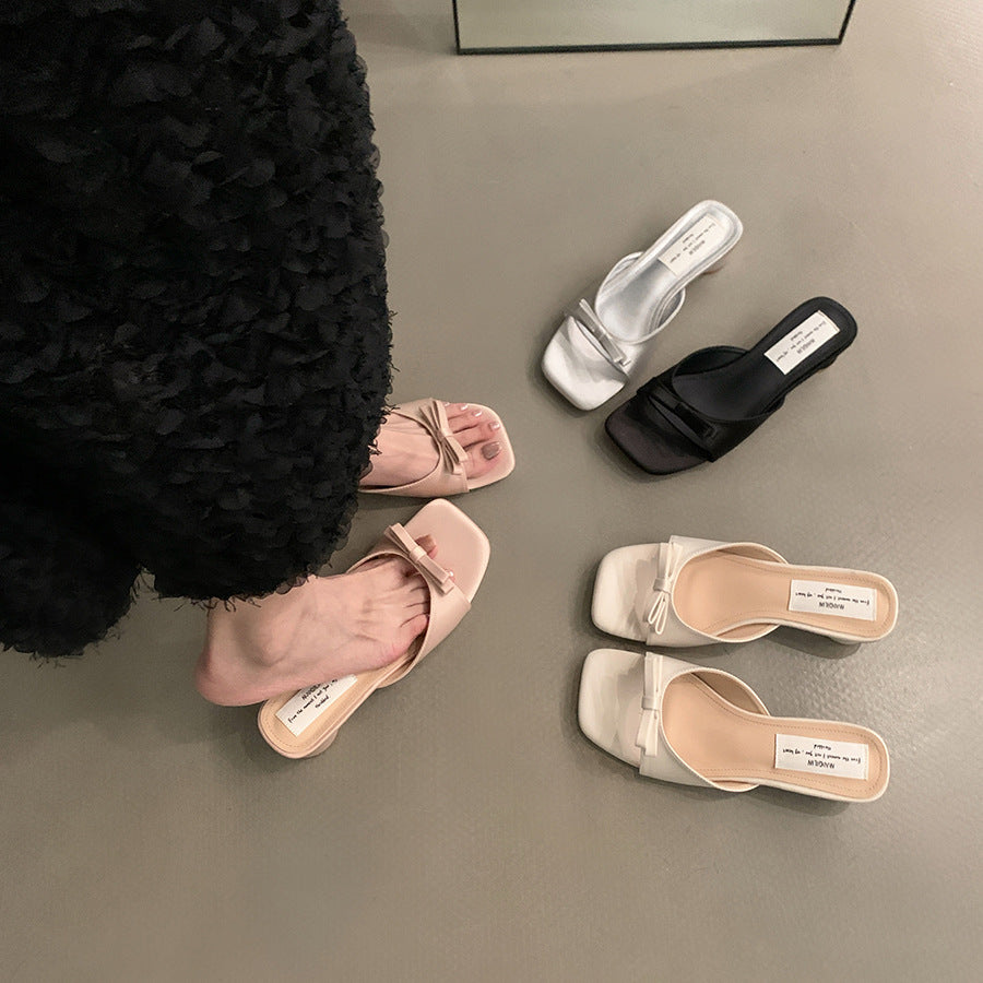 Damen Mules mit elegantem Schleifenakzent und komfortablem Blockabsatz WW