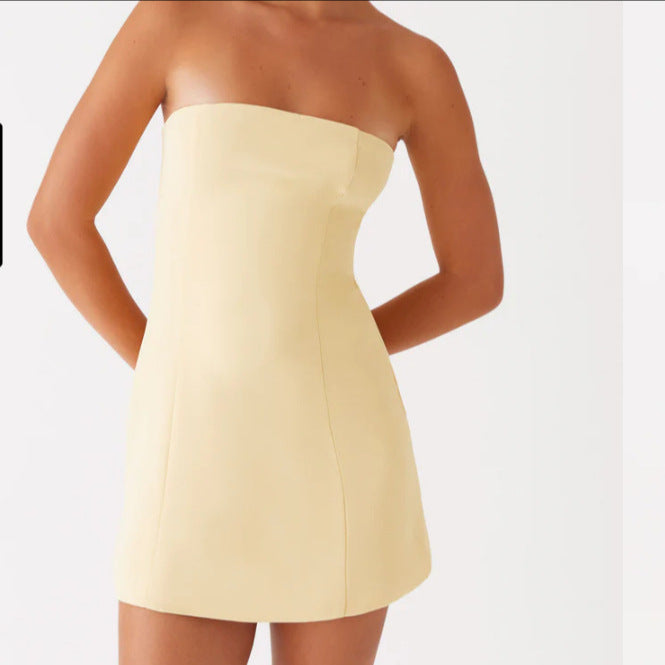Damen Strapless Minikleid mit figurbetontem Schnitt und elegantem Textilfinish WW