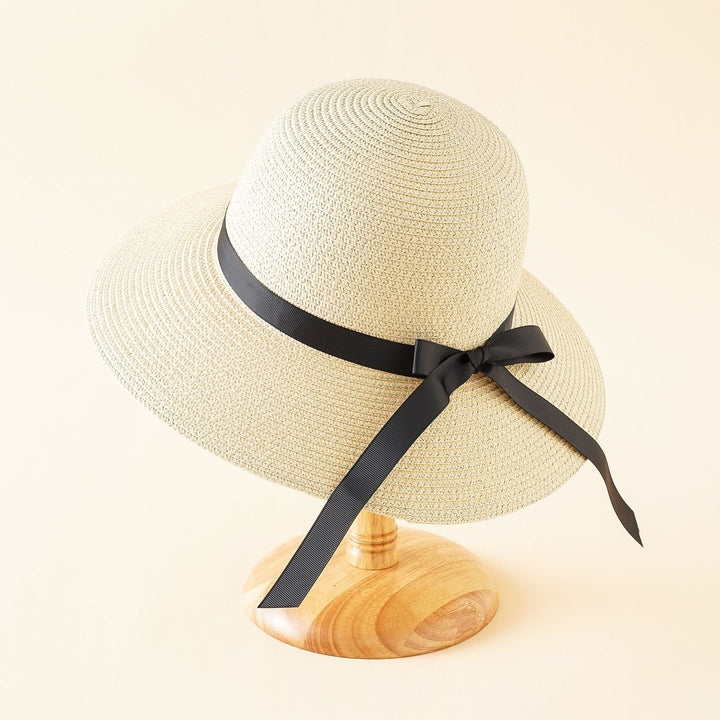 Damen Eleganter Sonnenhut mit breiter Krempe und stilvollem Satinband W&W Mode