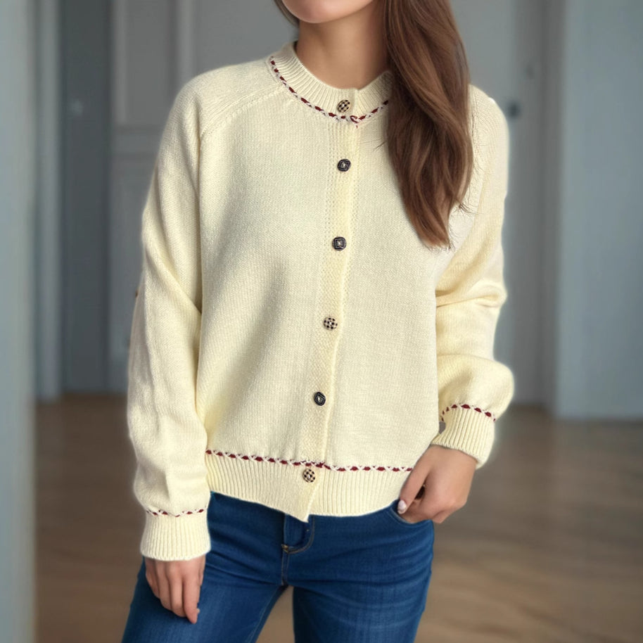 Damen Strickjacke mit dekorativen Knopfdetails und breiten Ärmeln WW