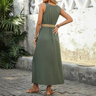 Damen Maxikleid mit Knopfleiste und elegantem Schlitz WW
