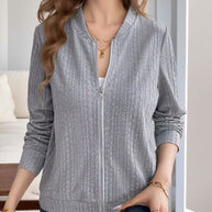 Damen Strickjacke mit Reißverschluss und strukturiertem Design WW