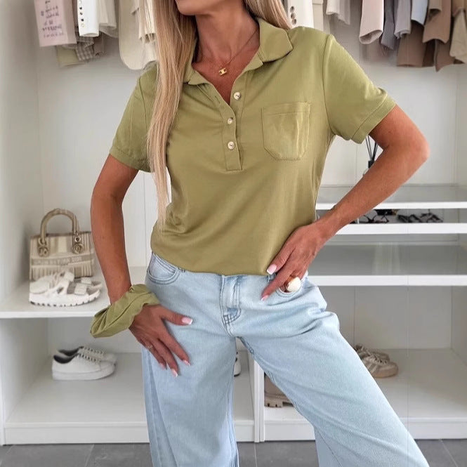 Damen Poloshirt mit Knopfleiste und Brusttasche WW