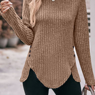 WW Rundsaum geknöpft gebürstetes Oberteil