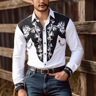 Herren Westernhemd mit dekorativem Design und Stickereien WW
