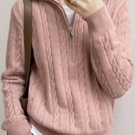 WW Vintage Rollkragen Reißverschluss Twist Strickpullover