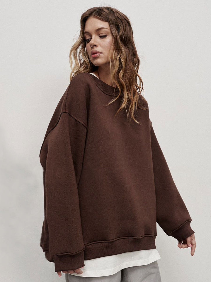 W&W Mode | Damen Lockere Rundhals-fleece-sweatshirt