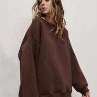 WW | Damen Lockere Rundhals-fleece-sweatshirt