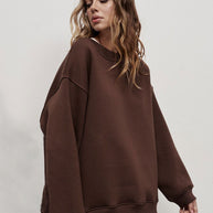 Damen Oversized Sweatshirt mit dropped Shoulder und weichem Fleece-Waren WW