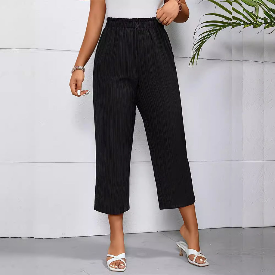 Damen Elegante und luftige Plisseehose mit elastischem Bund W&W