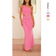 Damen Elegantes Maxikleid mit seitlichem Cut-Out und floralem Detail WW