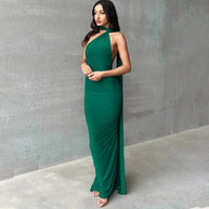 Damen Abendkleid im asymmetrischen Schnitt mit elegantem Schlitz und fließendem Stoff WW