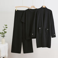 Damen Strick-Loungewear Set mit langen Ärmeln und praktischen Taschen WW