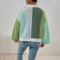 Damen Strickjacke mit buntem Blockdesign und lässigem Schnitt WW