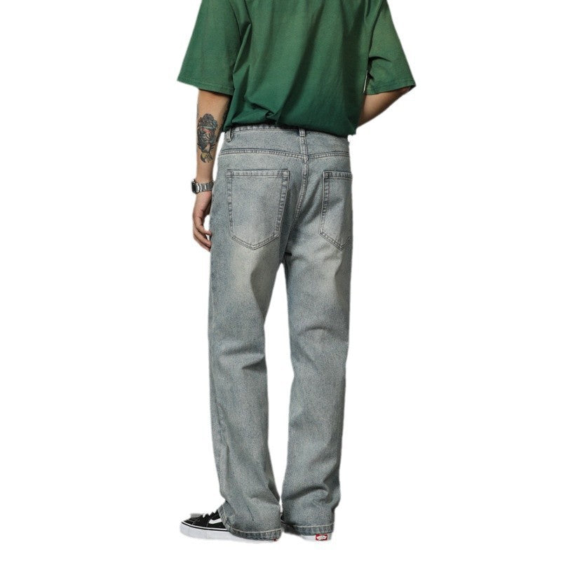 Herren entspannte Bootcut-Jeans mit hohem Bund und lässigem Schnitt W&W Mode
