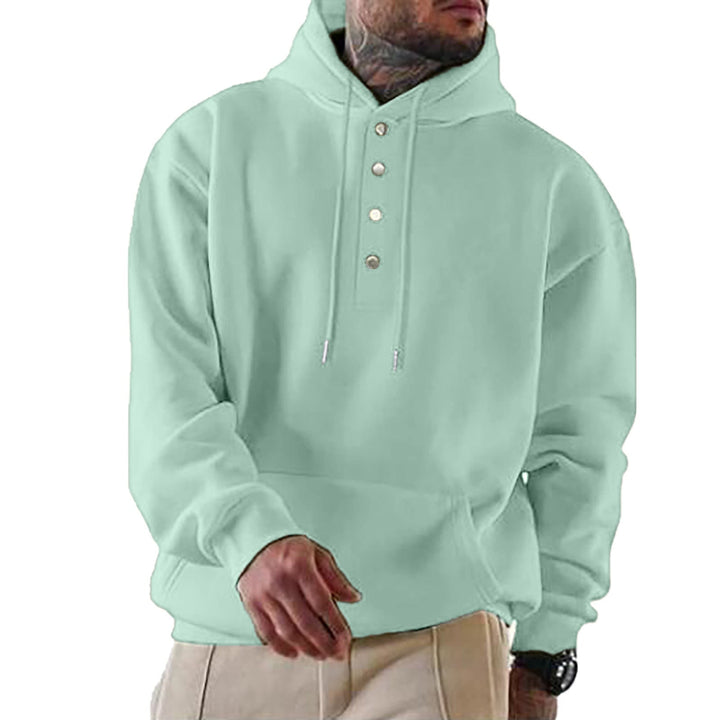 Herren Kapuzenpullover mit Knopfleiste und lässigem Schnitt W&W Mode