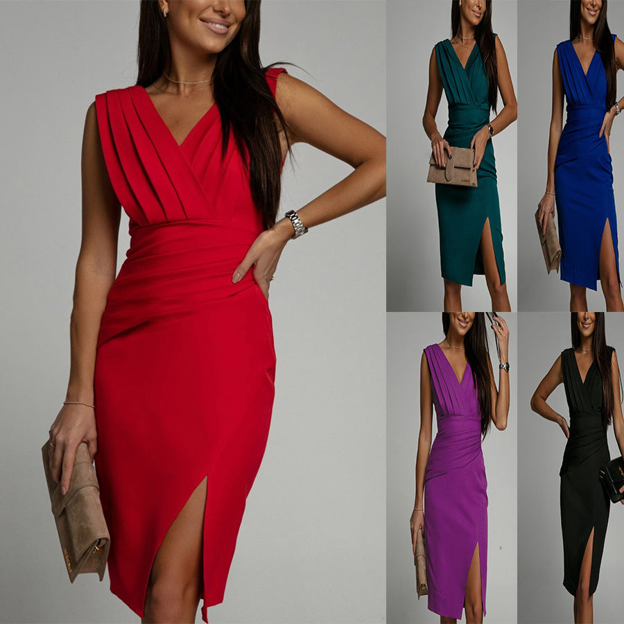 Damen Elegantes Kleid mit schmaler Silhouette und Wickeldetails WW