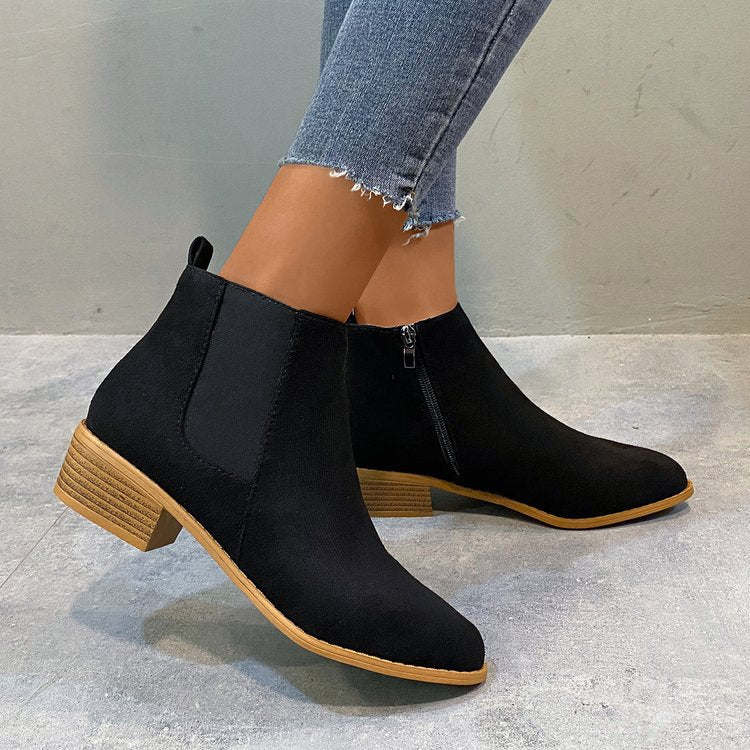 Damen Stiefeletten mit elegantem Reißverschluss und komfortablem Blockabsatz W&W Mode