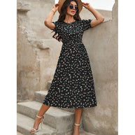 Damen Leichtes Blumendruck Maxi Kleid mit Smock-Taille WW