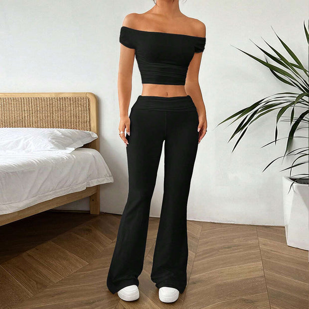 Damen cropped Oberteil und Palazzo-Hose Set W&W