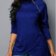 Damen Rundhals Shirt mit hoher Kragen und Reißverschluss WW