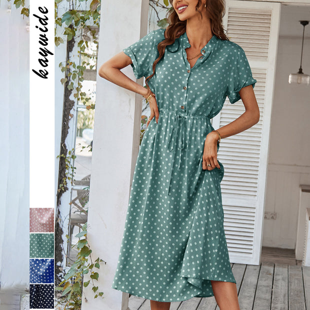 Damen Sommerkleid mit Knopfverschluss und taillierten Design WW